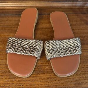 Braided Tan and Gold Women's Sandals